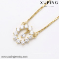 41718-diamant modeschmuck 14 karat gold klobige kristallhalskette